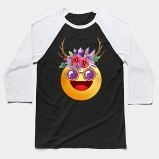 Hippie Tie Dye Emoji Baseball T-Shirt